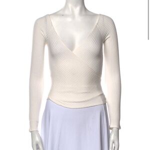 Reformation Ivory Ribbed Knit Fabric